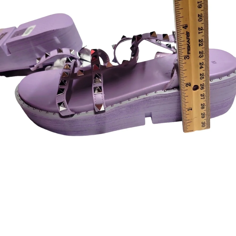 Lavender Studded Platform Sandals (7) - Picture 3 of 7